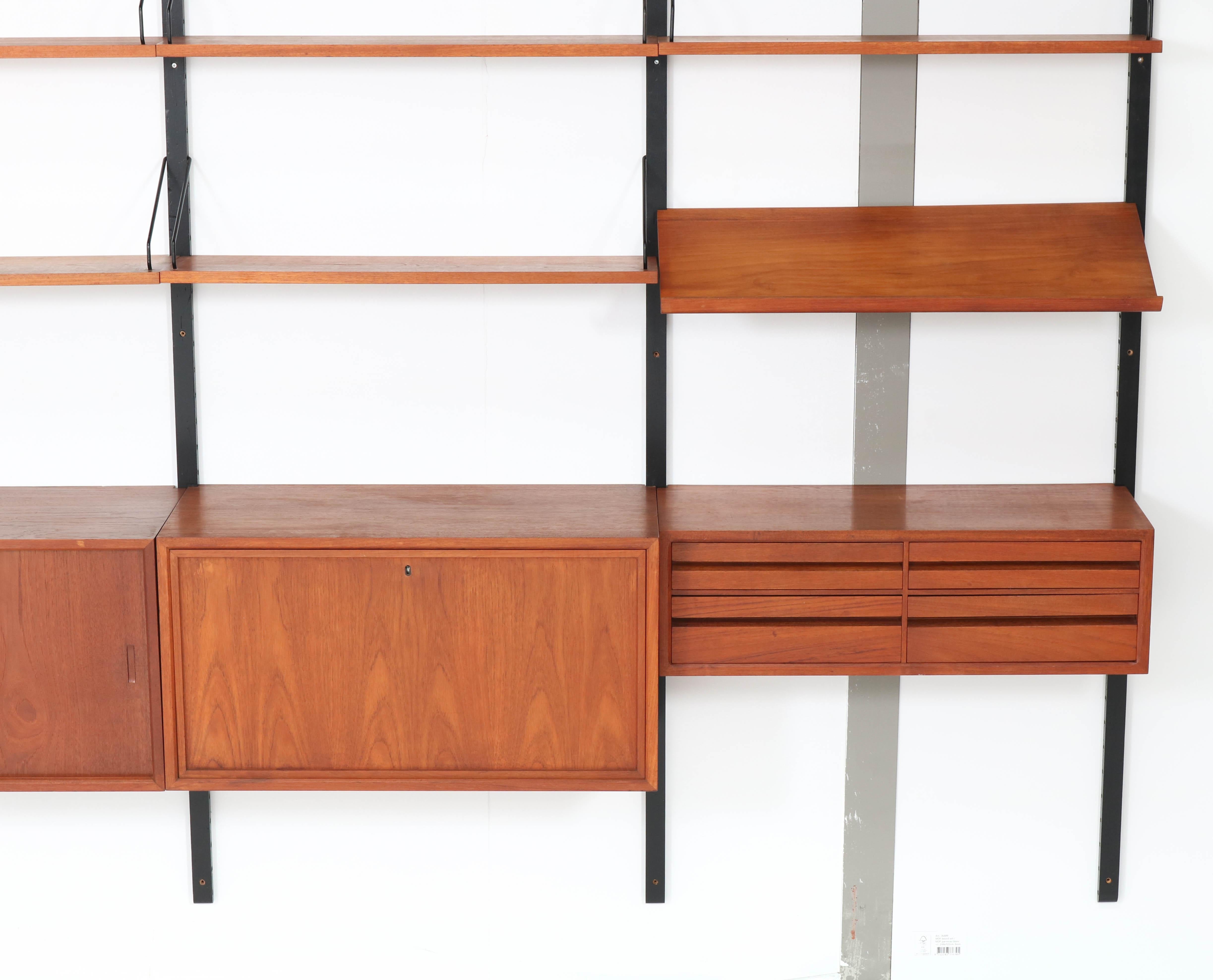 Large Teak Mid-Century Modern Royal Wall Unit by Poul Cadovius, 1950s 11