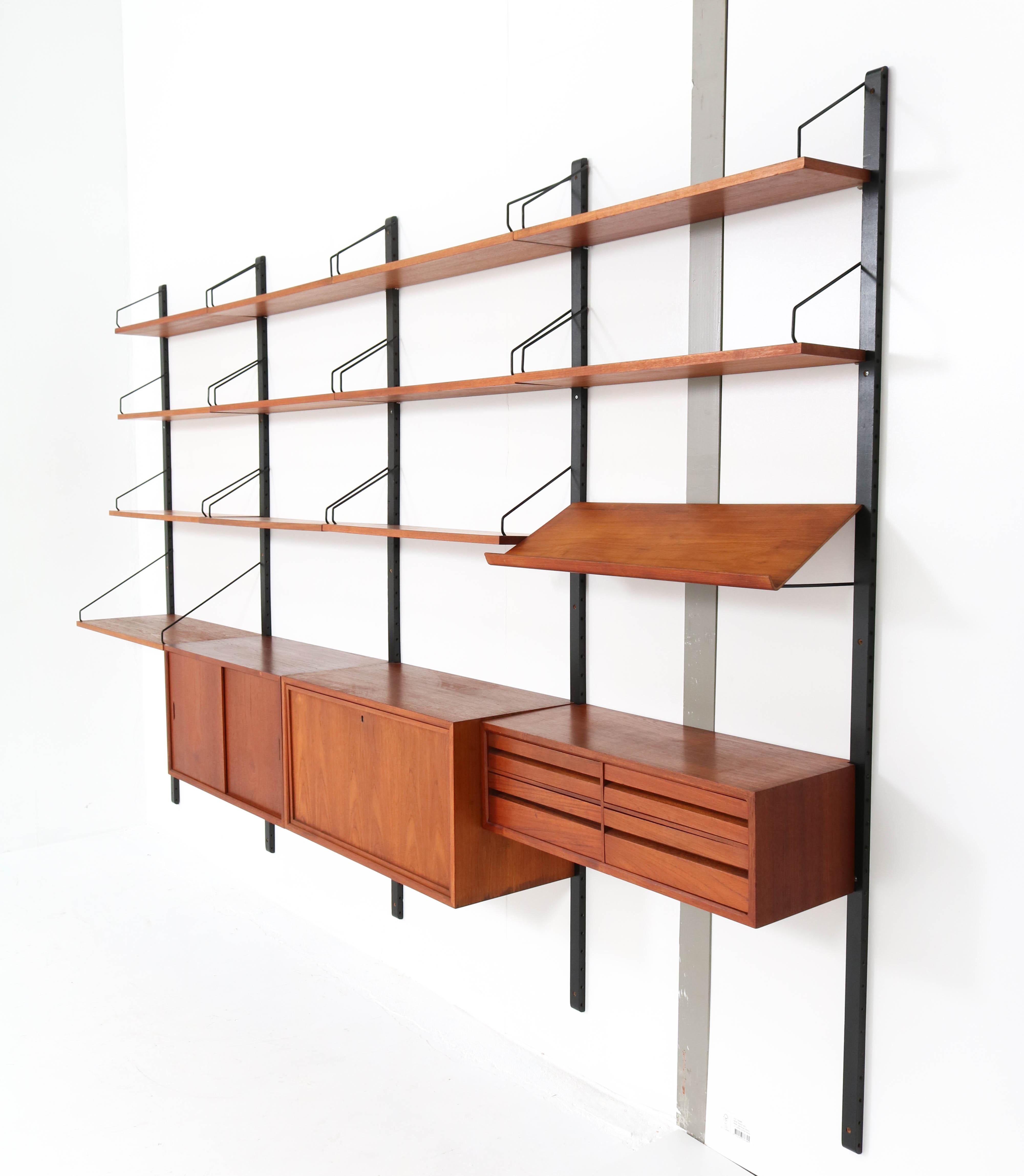 Mid-20th Century Large Teak Mid-Century Modern Royal Wall Unit by Poul Cadovius, 1950s