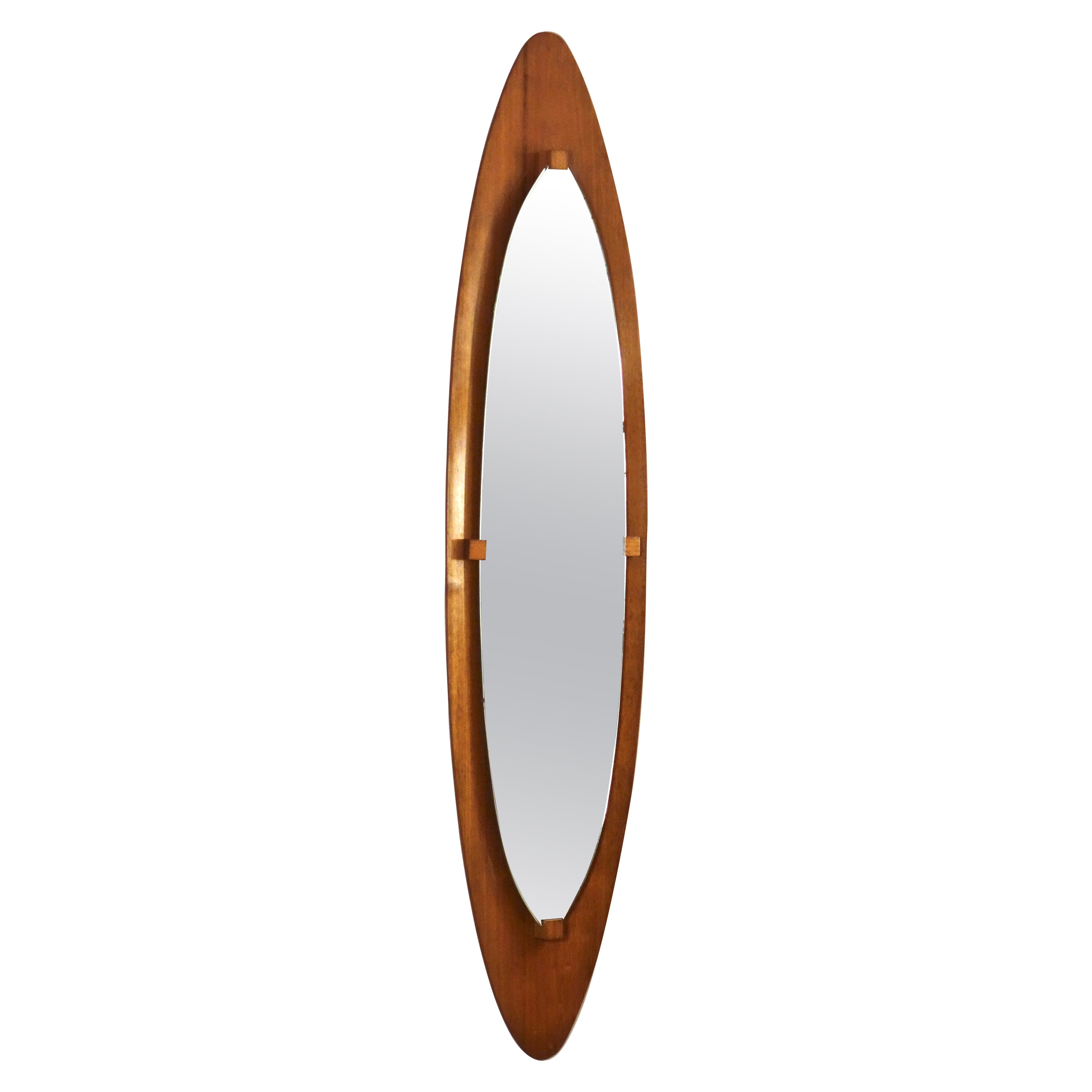 Grand miroir en teck par Franco Campo & Carlo Graffi pour Home, Italie, années 1950
