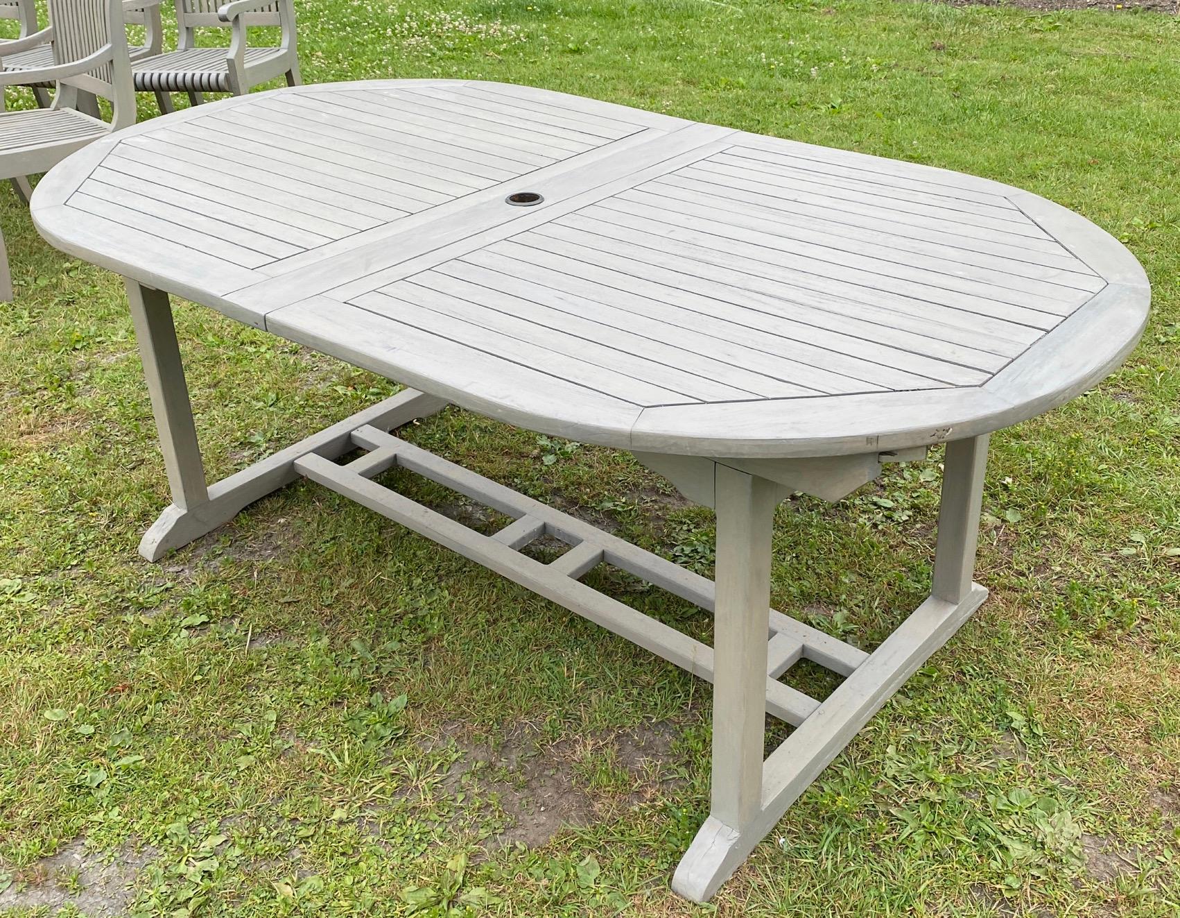 Large Teak Outdoor Extension Table and 8 Chairs Garden Dining Set at