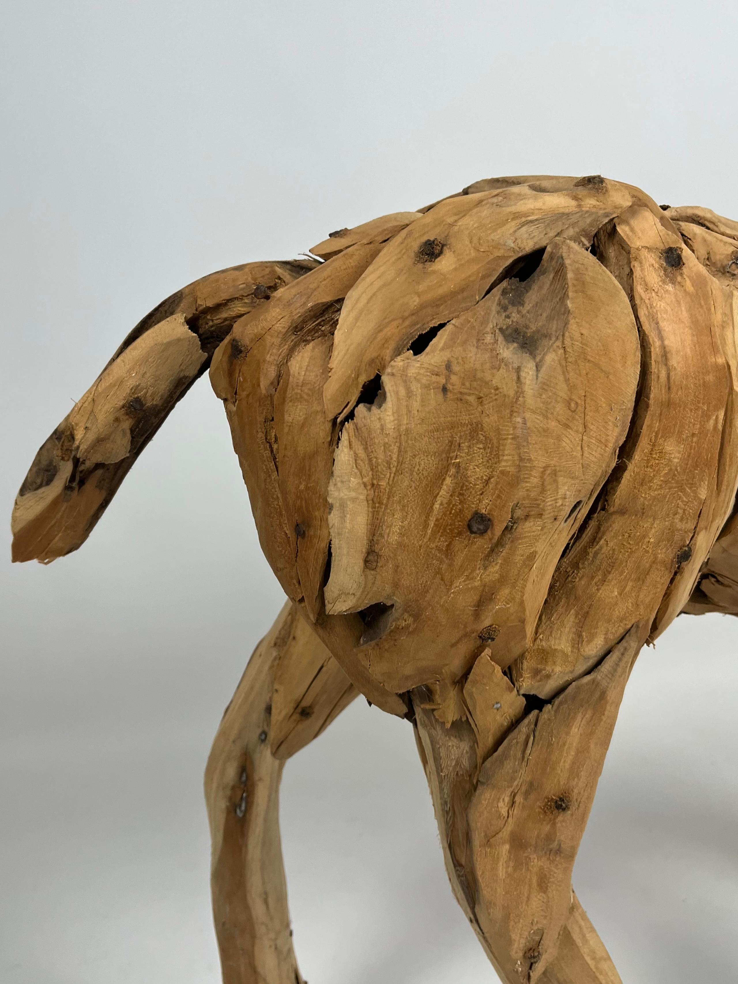Contemporary Large teak sculpture of a foal For Sale