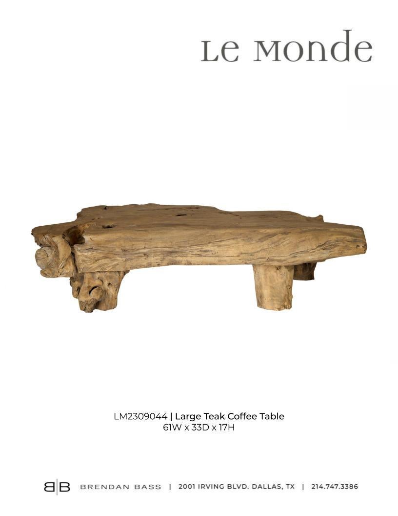 Large Teak Slab Coffee Table For Sale 1