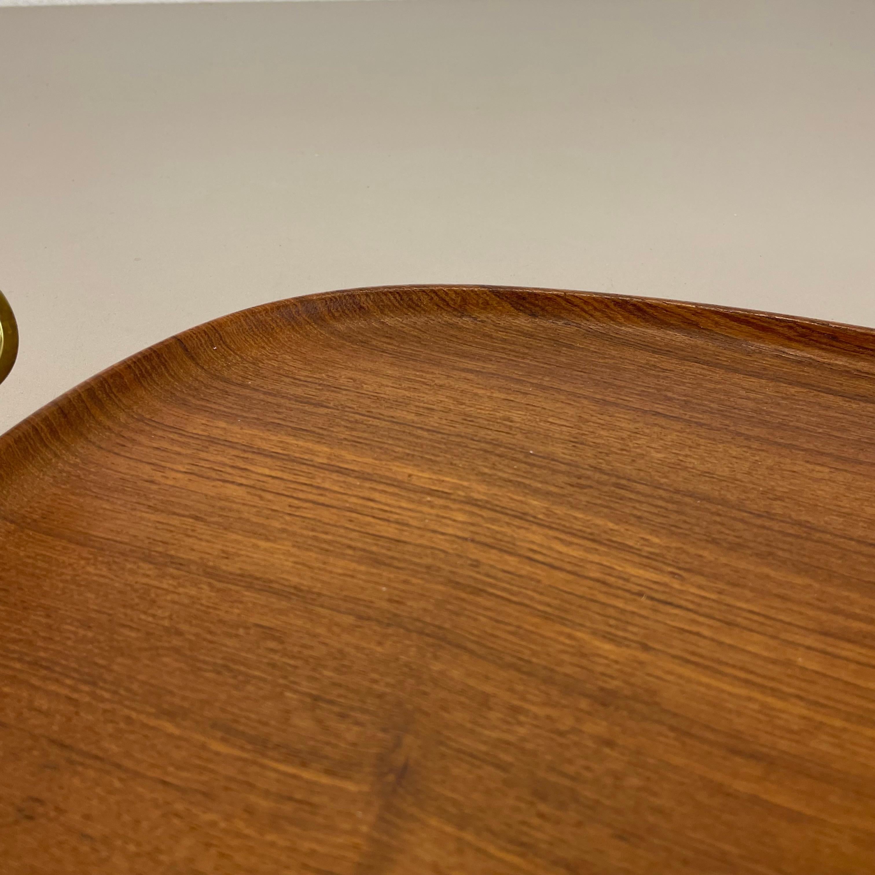 Large TEAK Tray Plate Element with Brass Handle by Carl Auböck, Austria, 1950s For Sale 4