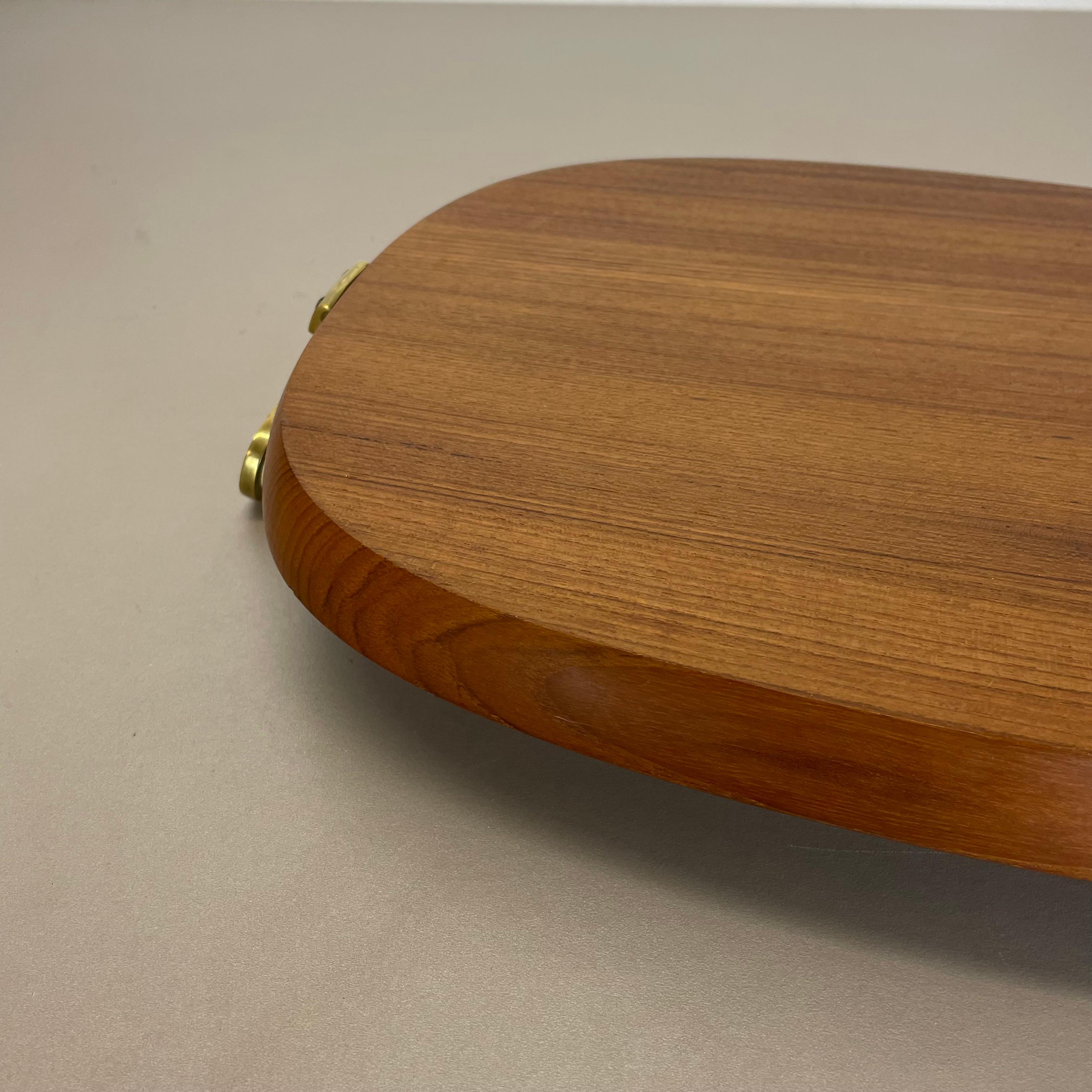 Large TEAK Tray Plate Element with Brass Handle by Carl Auböck, Austria, 1950s For Sale 10