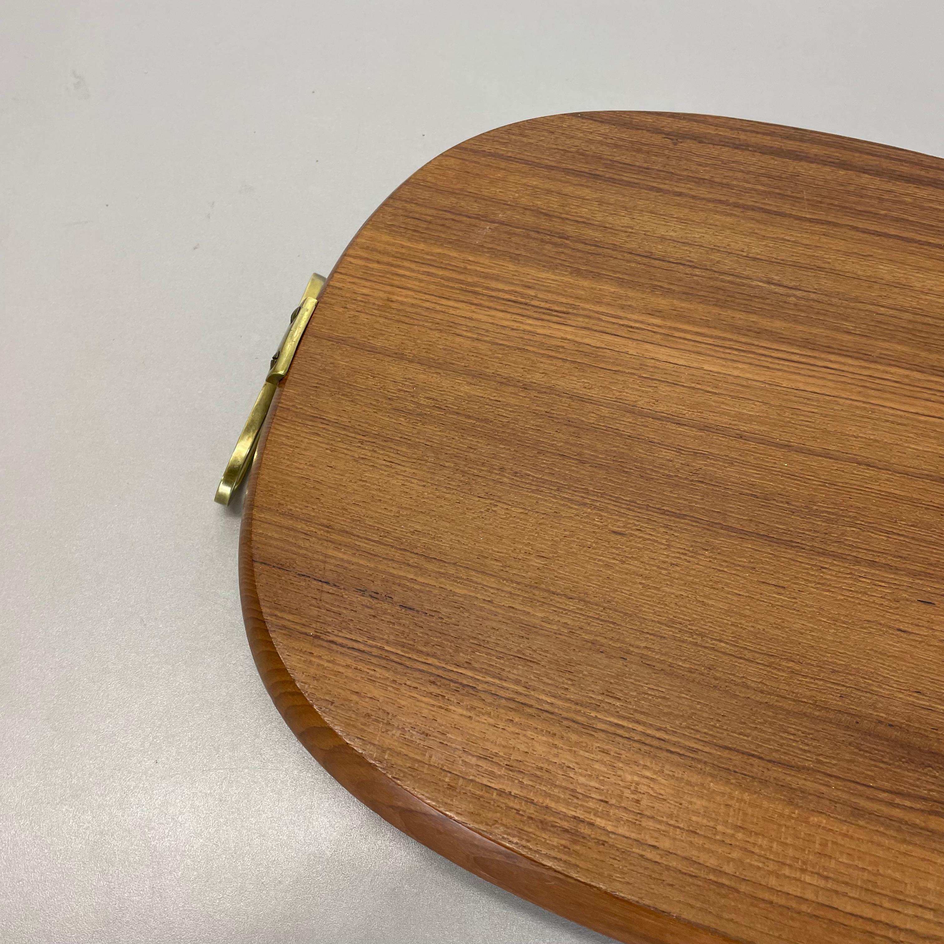 Large TEAK Tray Plate Element with Brass Handle by Carl Auböck, Austria, 1950s For Sale 11