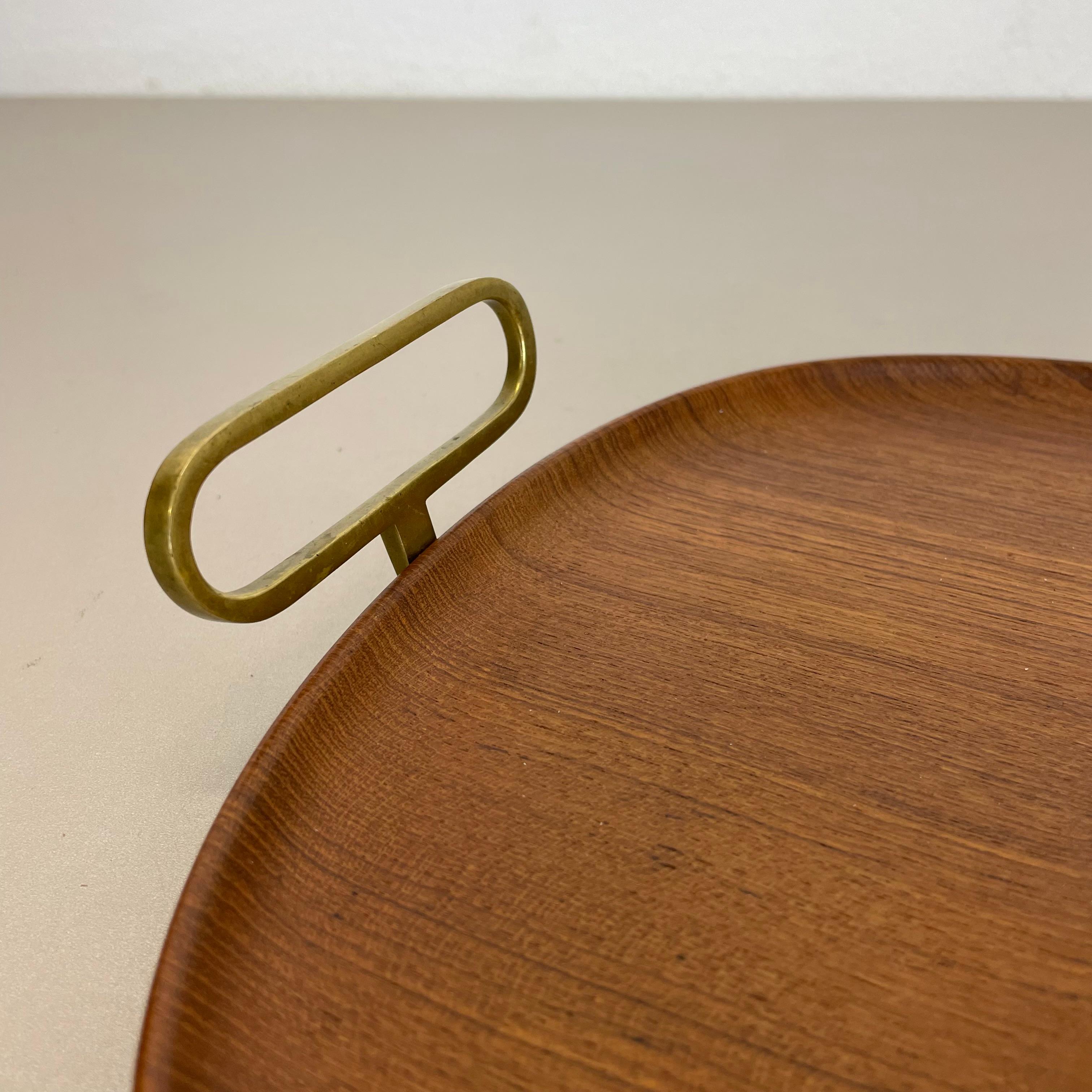 Large TEAK Tray Plate Element with Brass Handle by Carl Auböck, Austria, 1950s For Sale 3