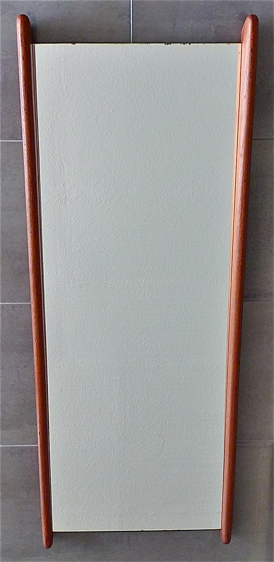 Large Teak Wall Mirror Uno & Östen Kristiansson for Luxus Vittsjö, Sweden, 1950s For Sale 4