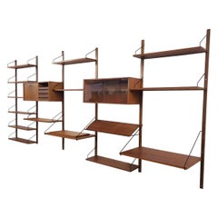 Vintage Large Teak Wall or Shelving Unit by Poul Cadovius for Royal System Denmark 1950s