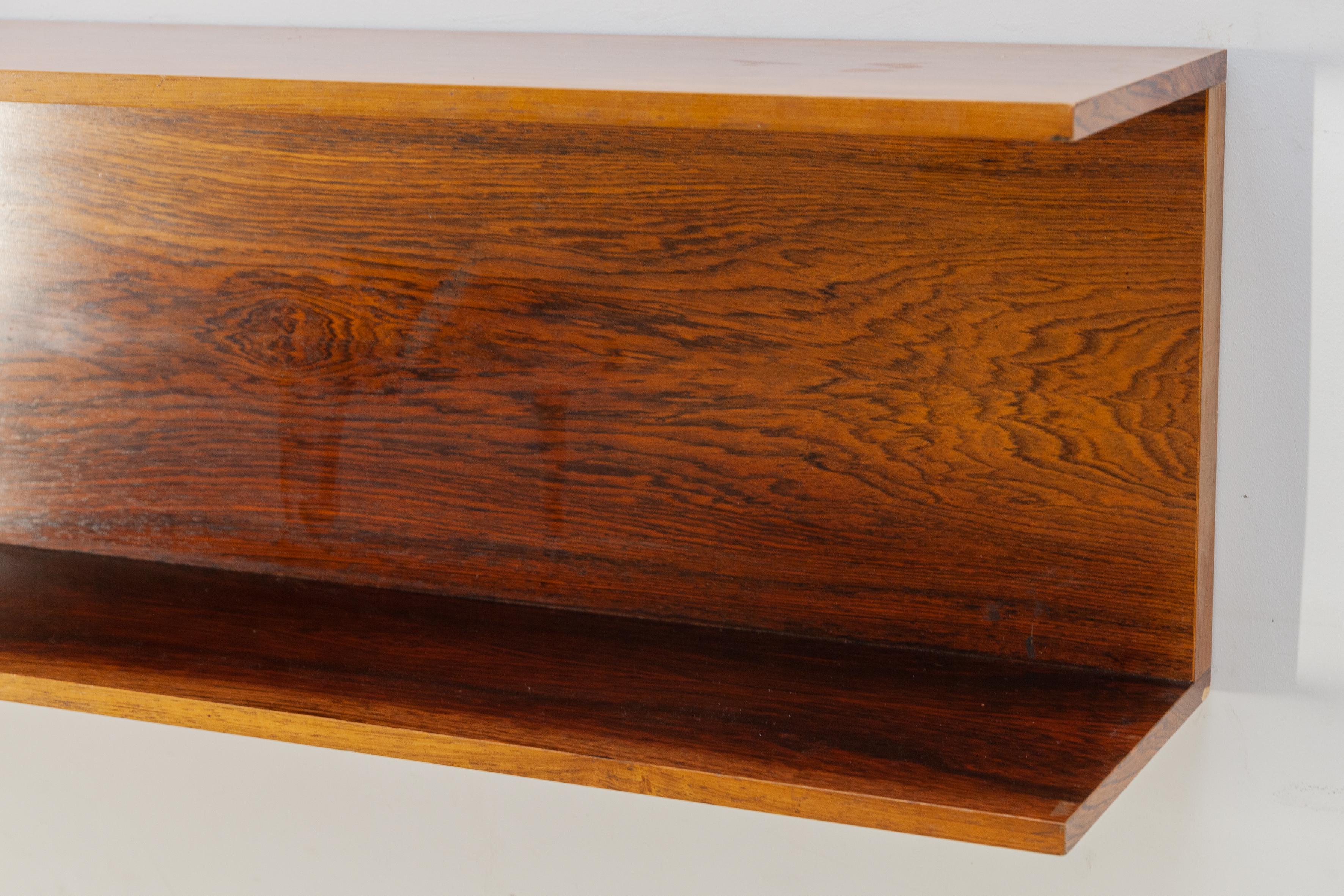 Hand-Crafted Large Teak Wall Shelf by Walter Wirz for Wilhelm Renz, 1960s