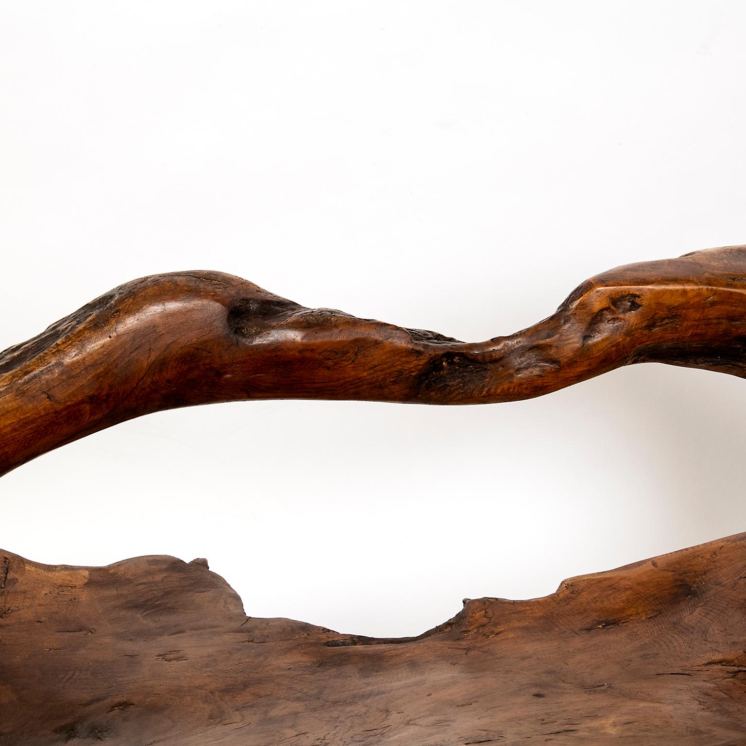 Indonesian Large Teak Wood Handled Vessel or Platter