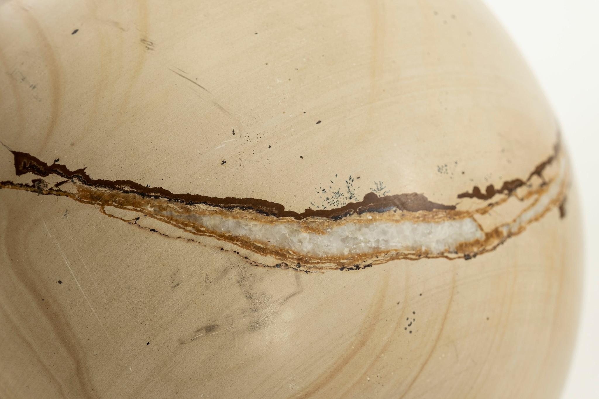 XXI secolo e contemporaneo Sfera di marmo in legno di teak di grandi dimensioni, diametro 10