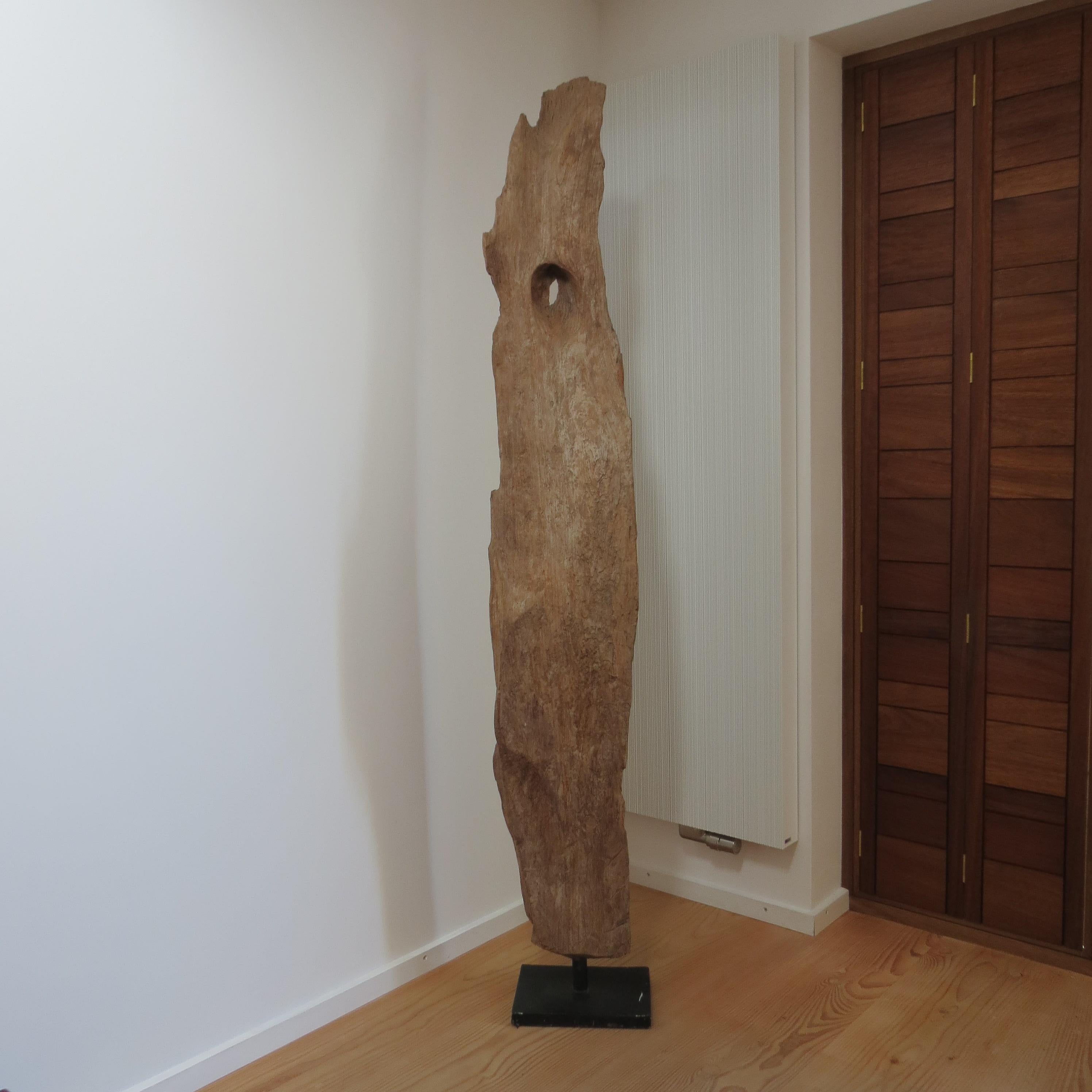 Fait main Grande sculpture en bois de teck naturel Forme organique 1970 en vente