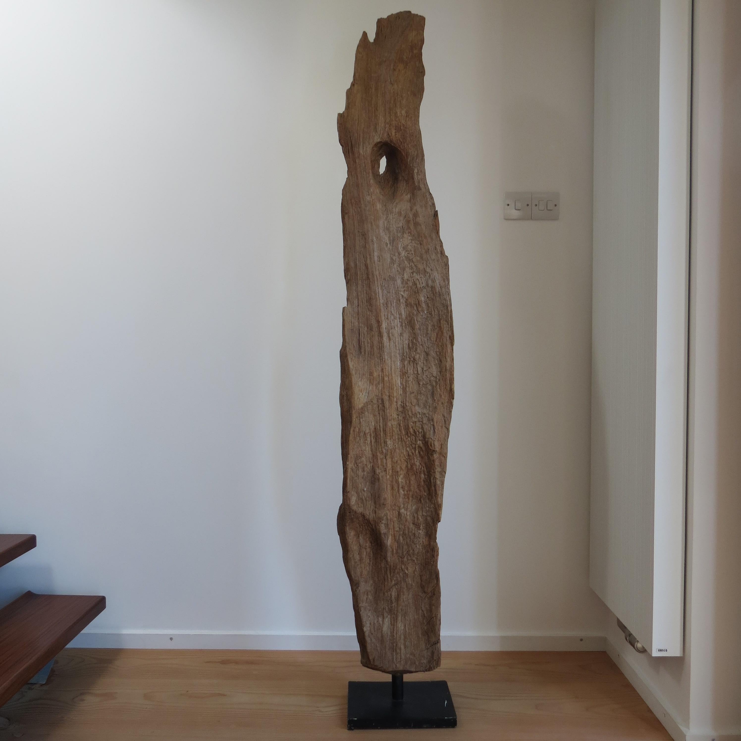 Grande sculpture en bois de teck naturel Forme organique 1970 en vente 2