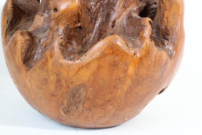 Large Teak Wood Root Hand-Carved Organic Sculpture Sphere For Sale 6