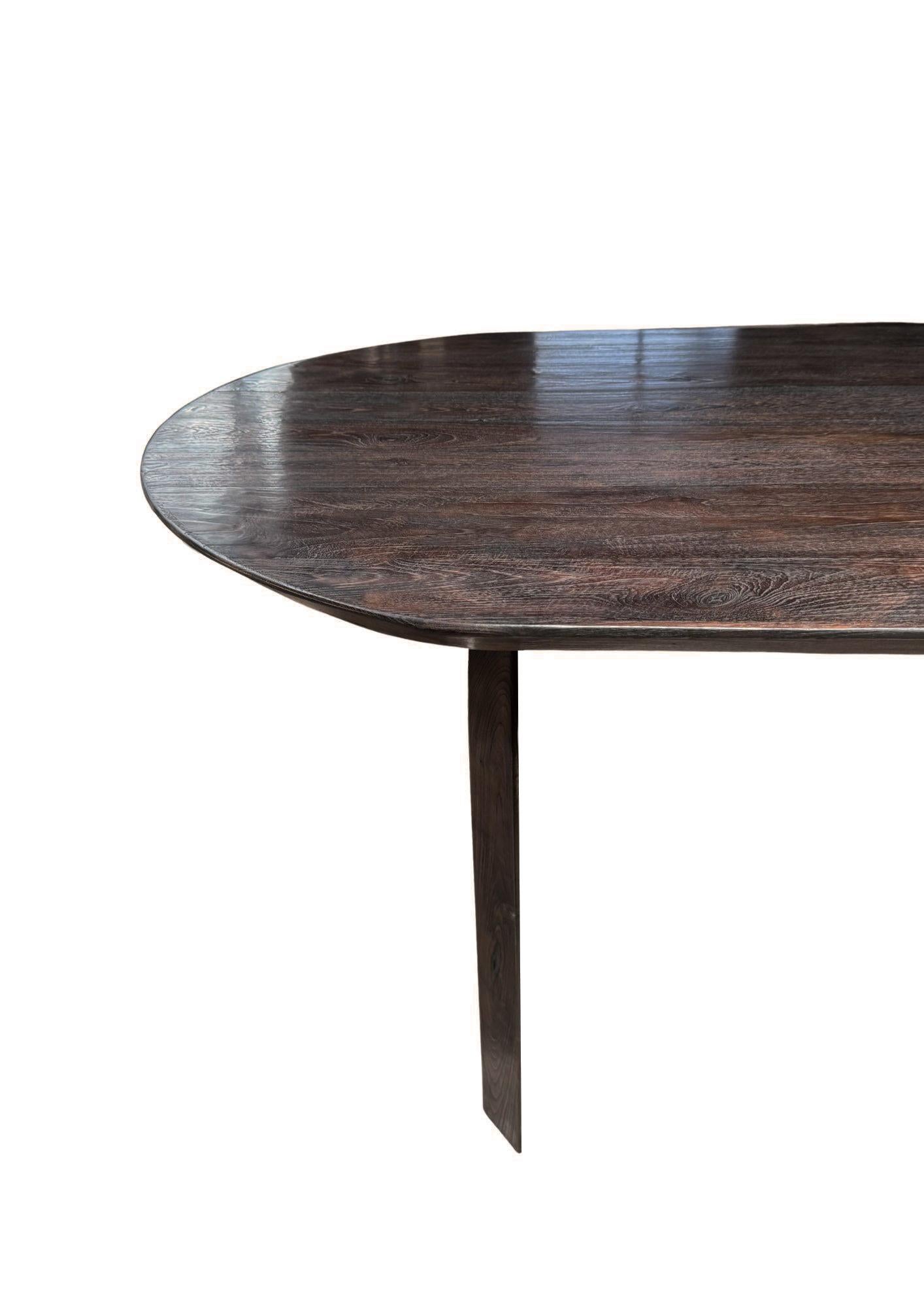 Large Teak Wood Table, Espresso Finish, Modern Organic en vente 4