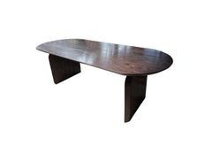 Großer Teak Wood Tisch, Espresso Finish, Modern Organic