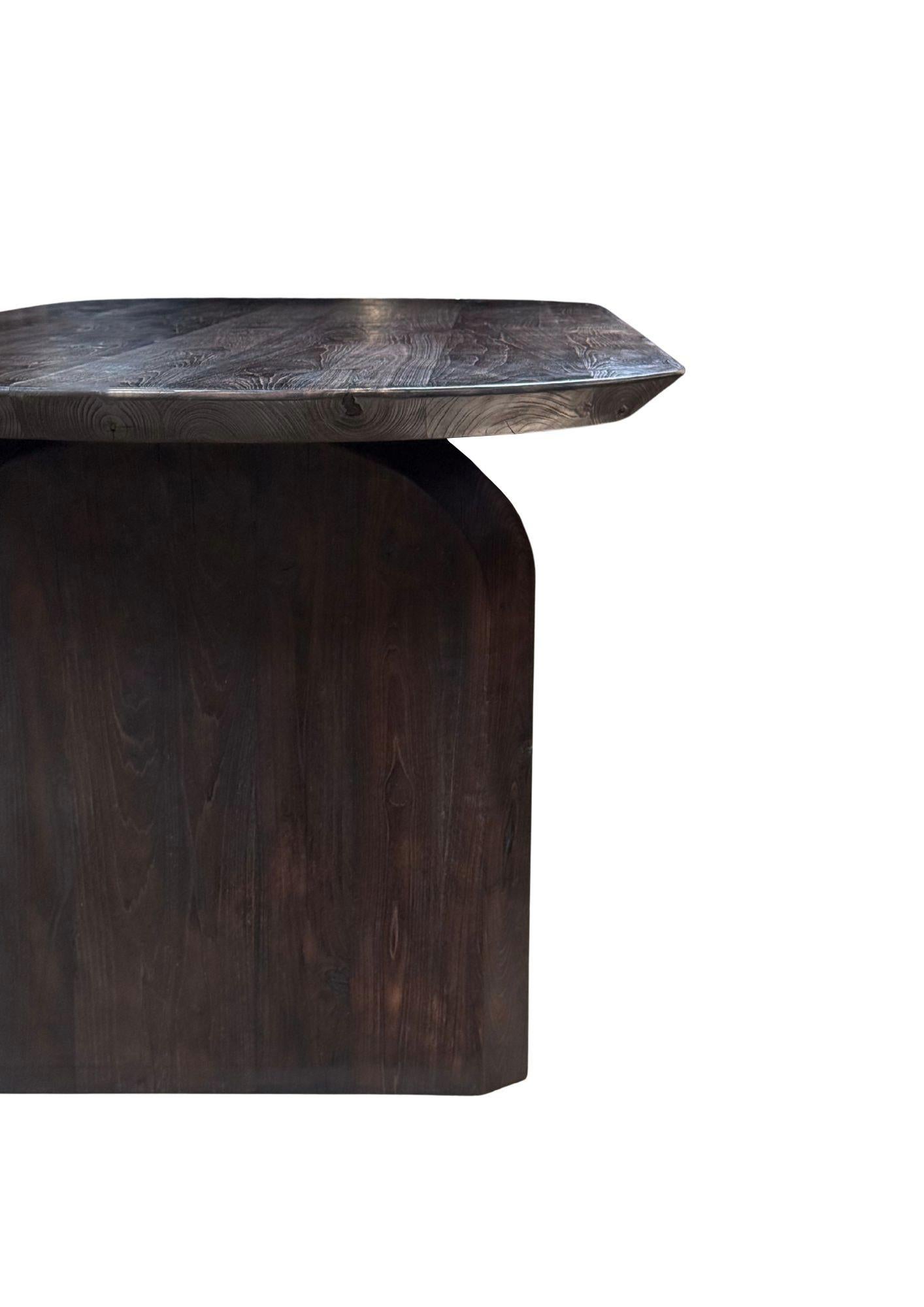 Fait main Large Teak Wood Table, Espresso Finish, Modern Organic en vente