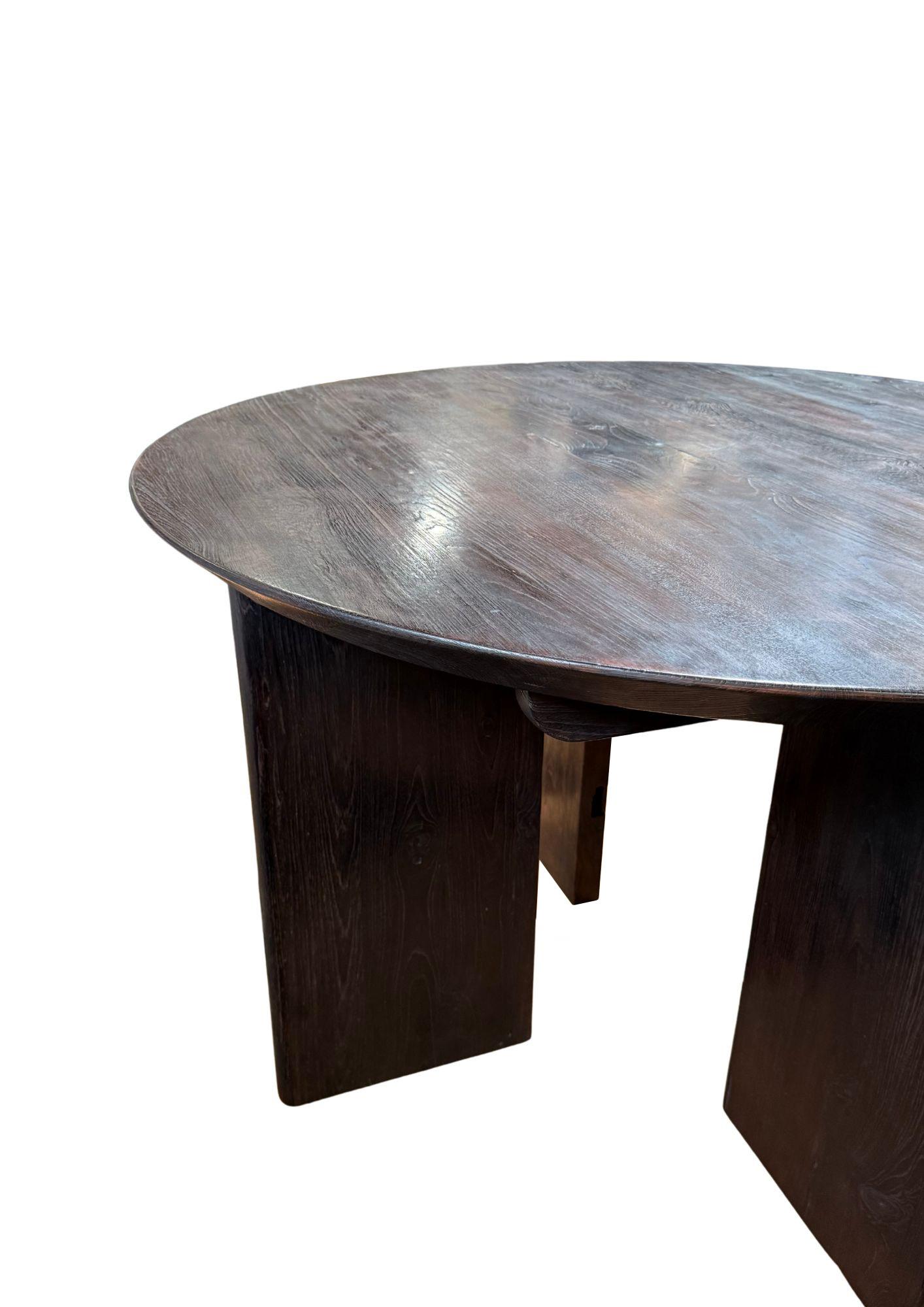 Organique Large Teak Wood Table, Espresso Finish, Modern Organic en vente