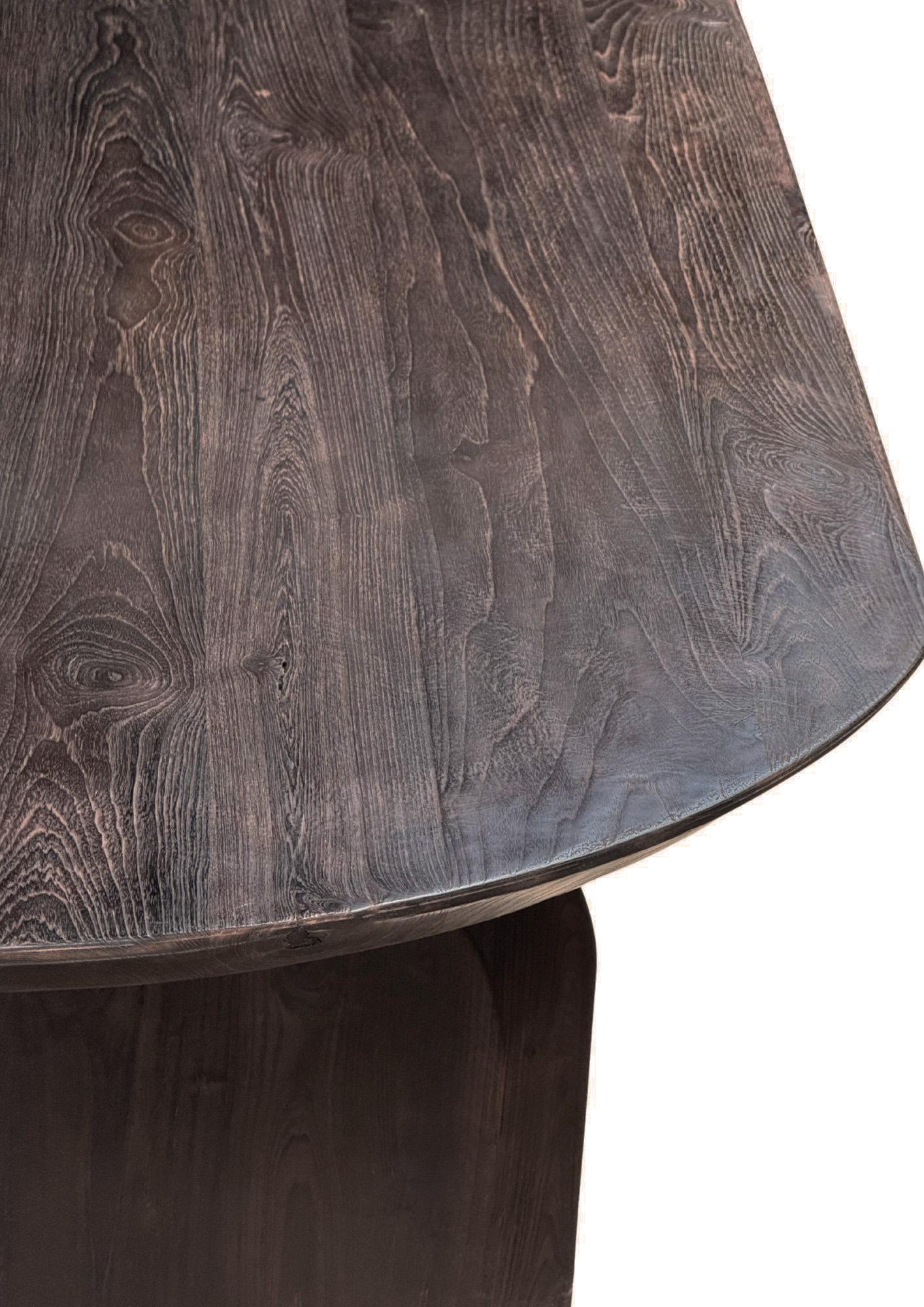 XXIe siècle et contemporain Large Teak Wood Table, Espresso Finish, Modern Organic en vente