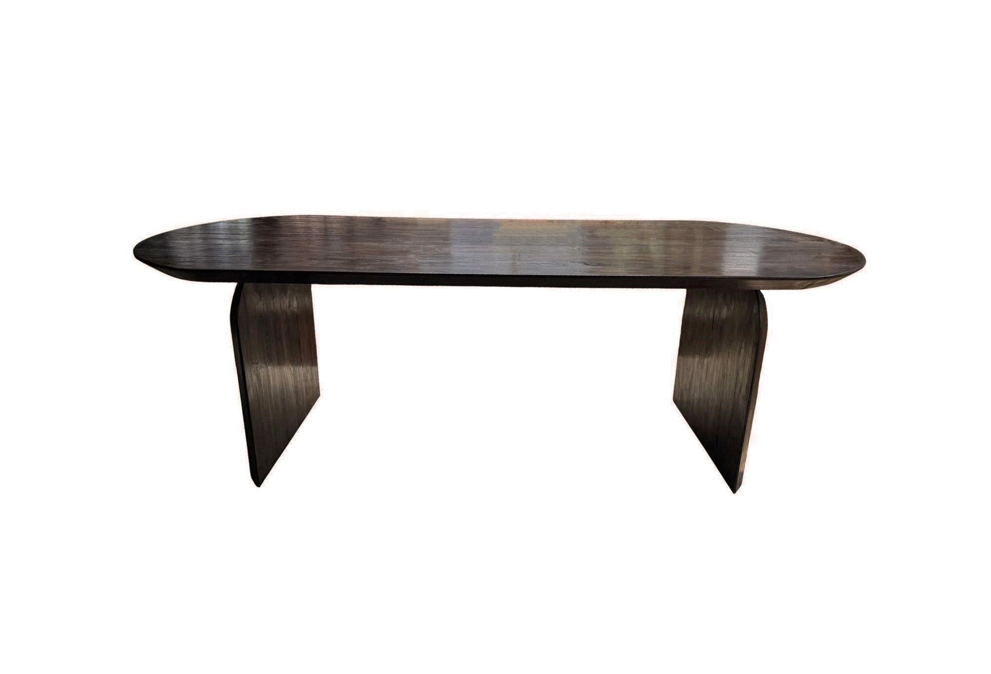 Large Teak Wood Table, Espresso Finish, Modern Organic en vente 1