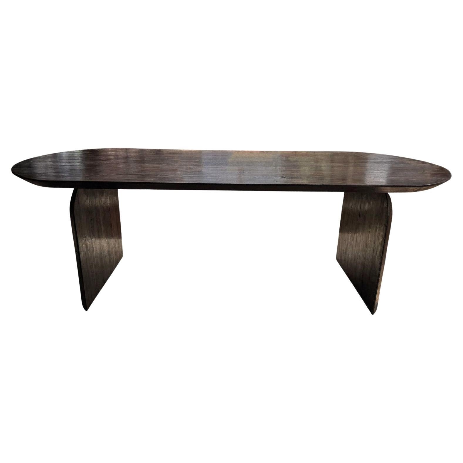 Large Teak Wood Table, Espresso Finish, Modern Organic