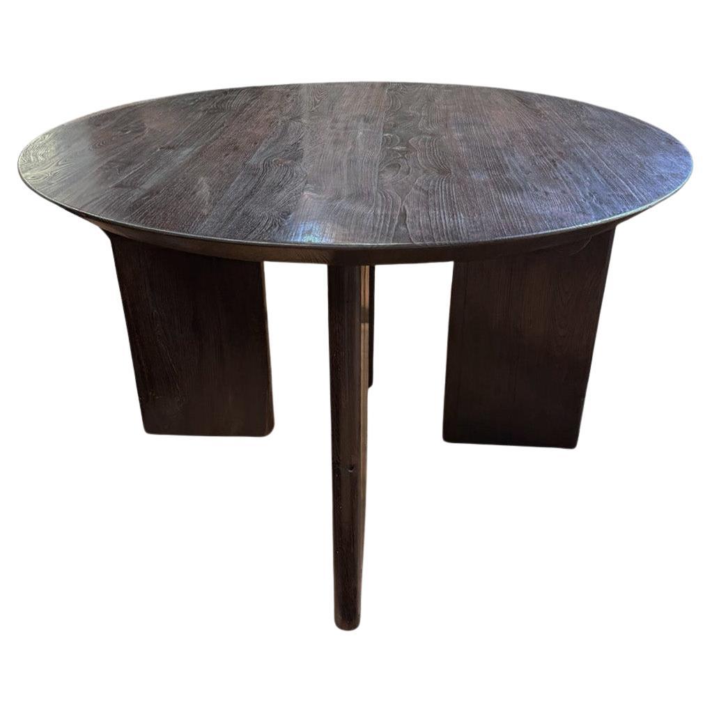 Large Teak Wood Table, Espresso Finish, Modern Organic