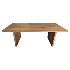 Large Teak Wood Table, Natural Finish, Hand-Crafted Modern Organic