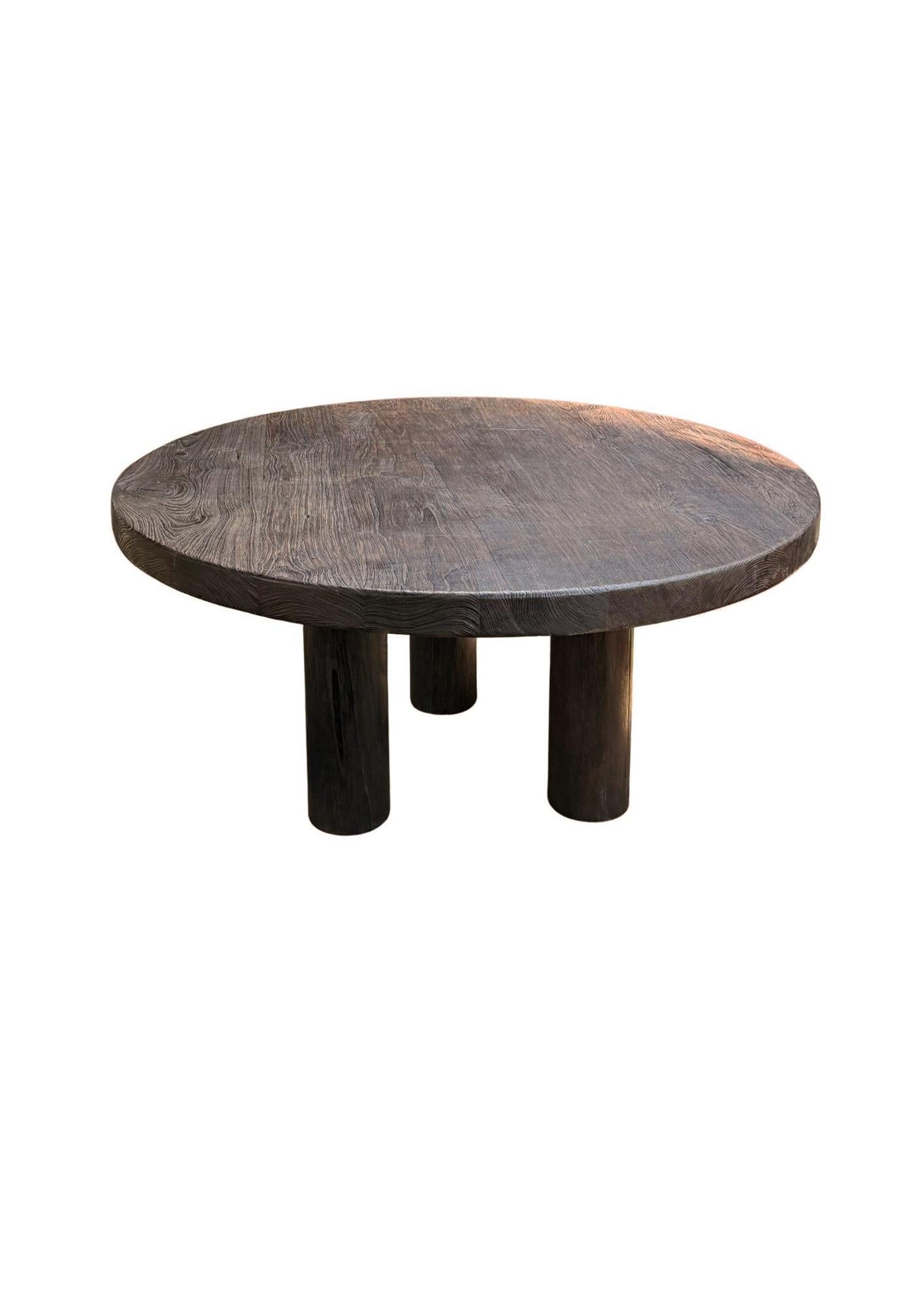 Grande tavolo in legno di teak, splendida struttura in Wood Wood con finitura espresso, moderno e organico in vendita 4