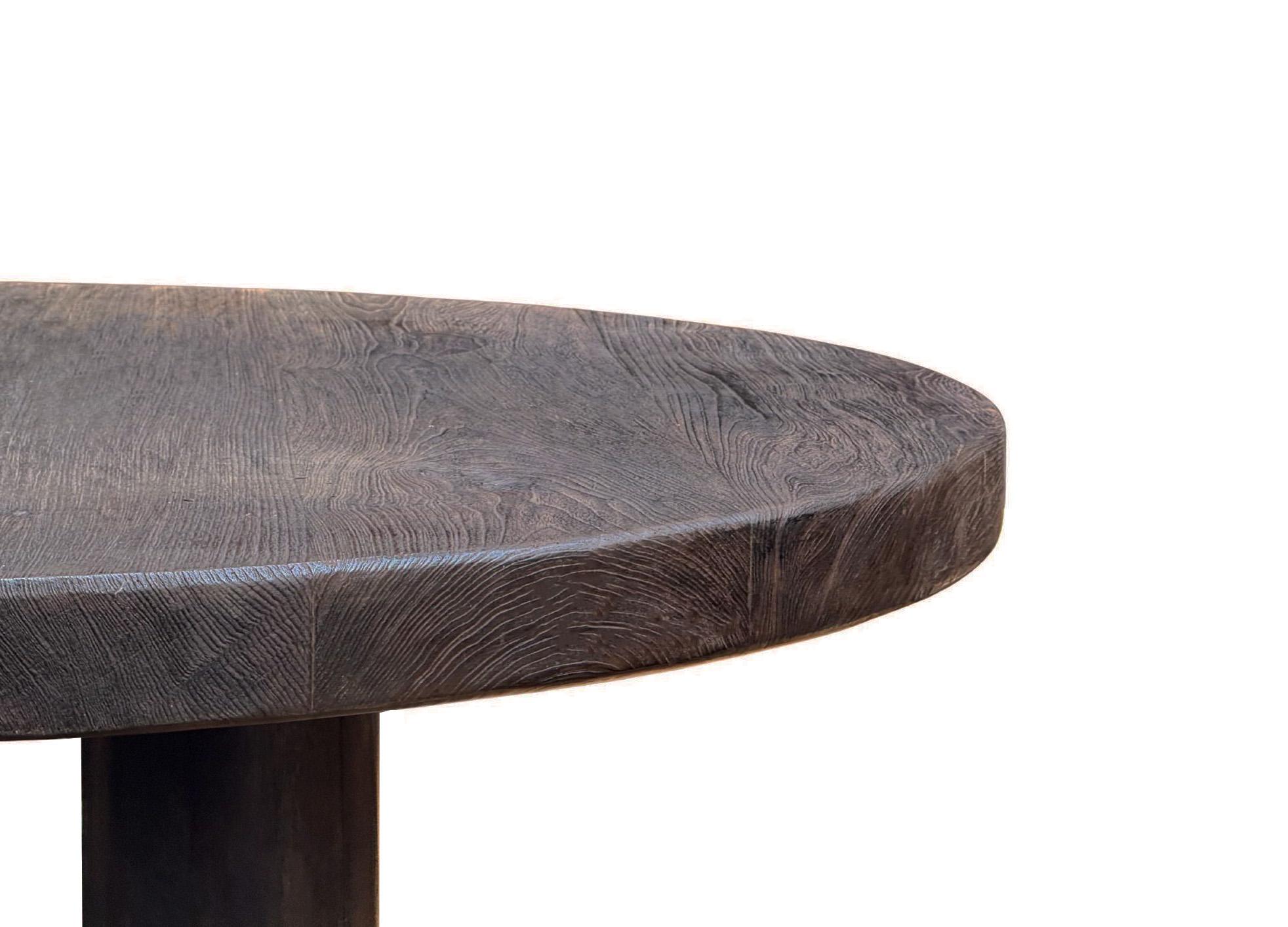 XXI secolo e contemporaneo Grande tavolo in legno di teak, splendida struttura in Wood Wood con finitura espresso, moderno e organico in vendita