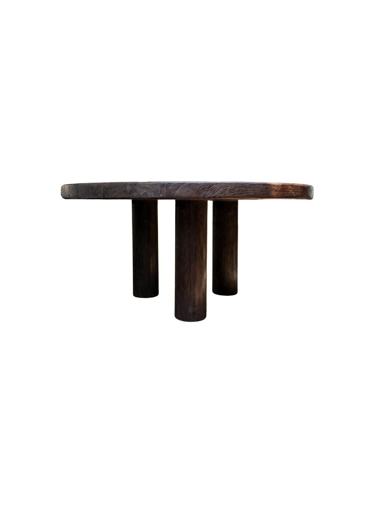 Grande tavolo in legno di teak, splendida struttura in Wood Wood con finitura espresso, moderno e organico in vendita 2