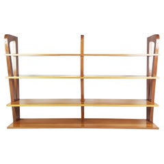 Large Teakwood Italian Mid-Century Modern hanging shelf attributed to Isa