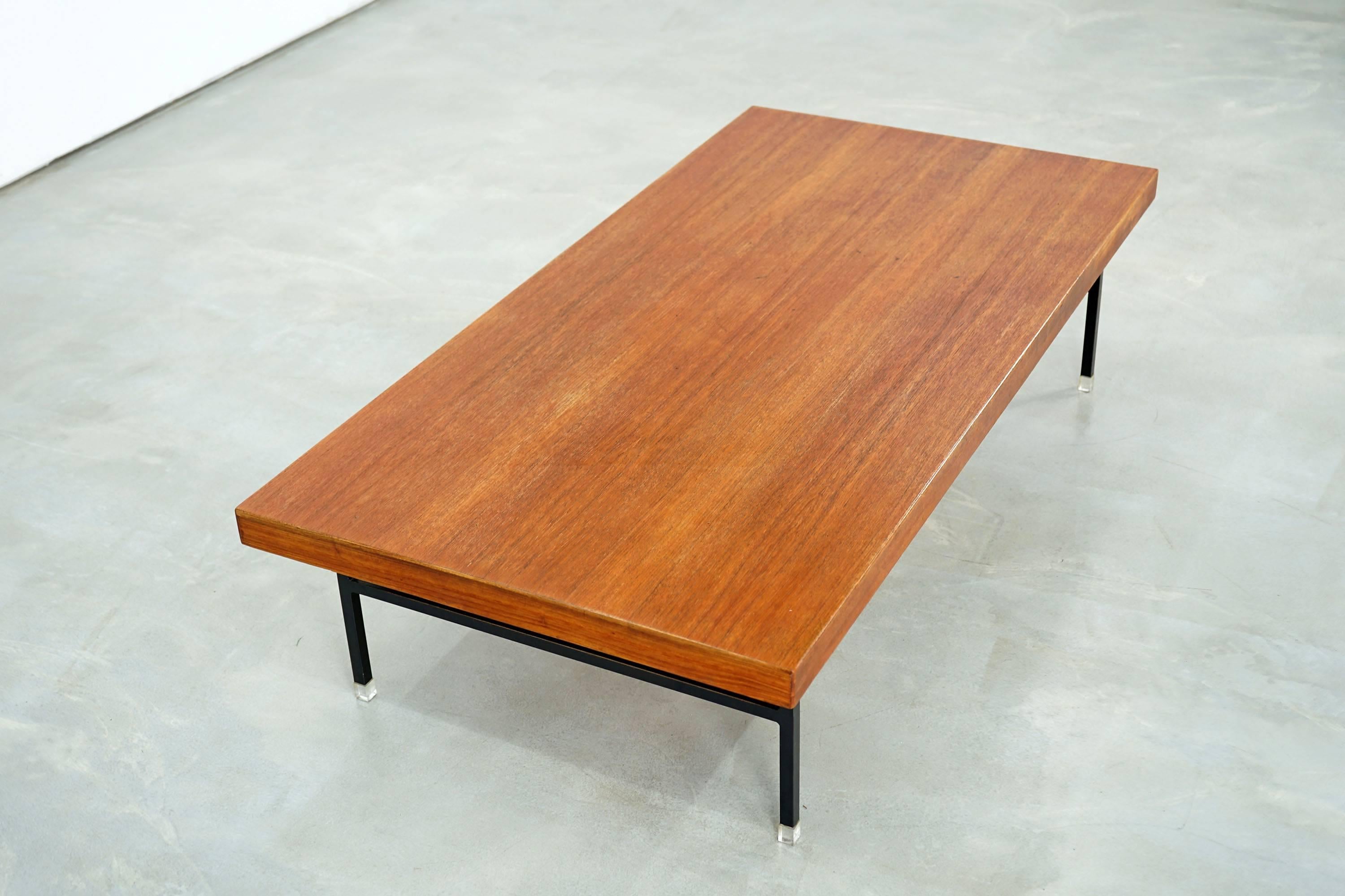 Steel Large Teakwood Sofa Table of the 1960s For Sale