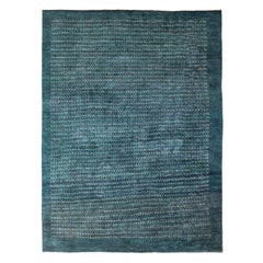 Large Teal Contemporary Tree-of-Life Gabbeh Persian Wool Rug
