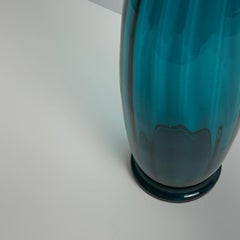 Large Teal Glass Vase, Attributed to Rossini, Empoli, Italy, 1960s