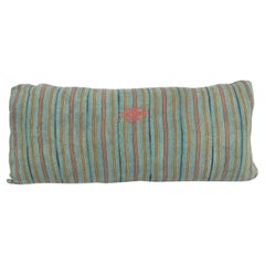 Large Teal, Gold, Navy and Coral Striped Print Lumbar Cushion