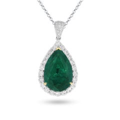 Large Tear Drop Emerald Pendant, GIA Certified