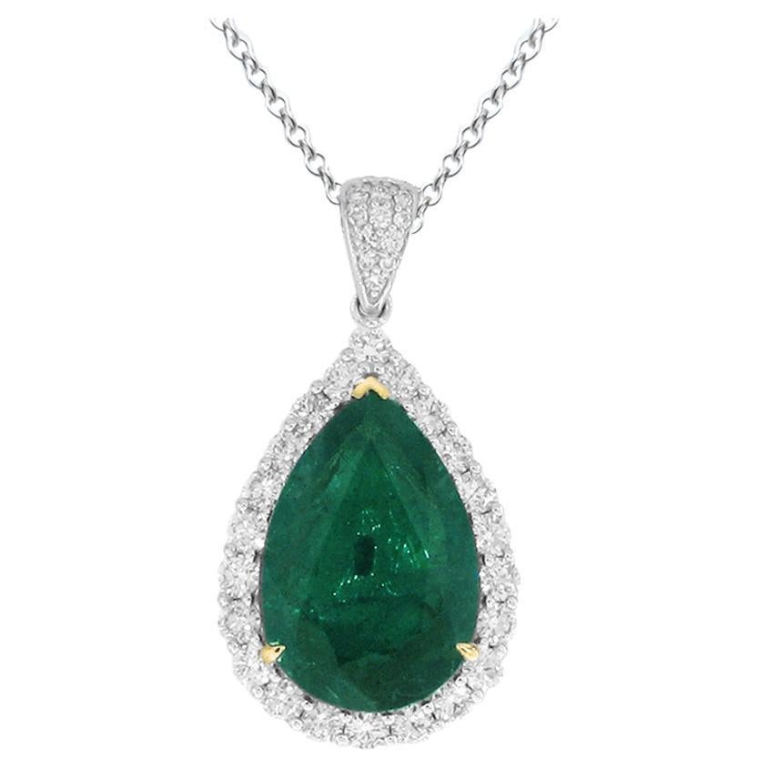 Large Tear Drop Emerald Pendant, GIA Certified For Sale