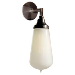 Large Teardrop Vaseline, Opaline Glass Sconce