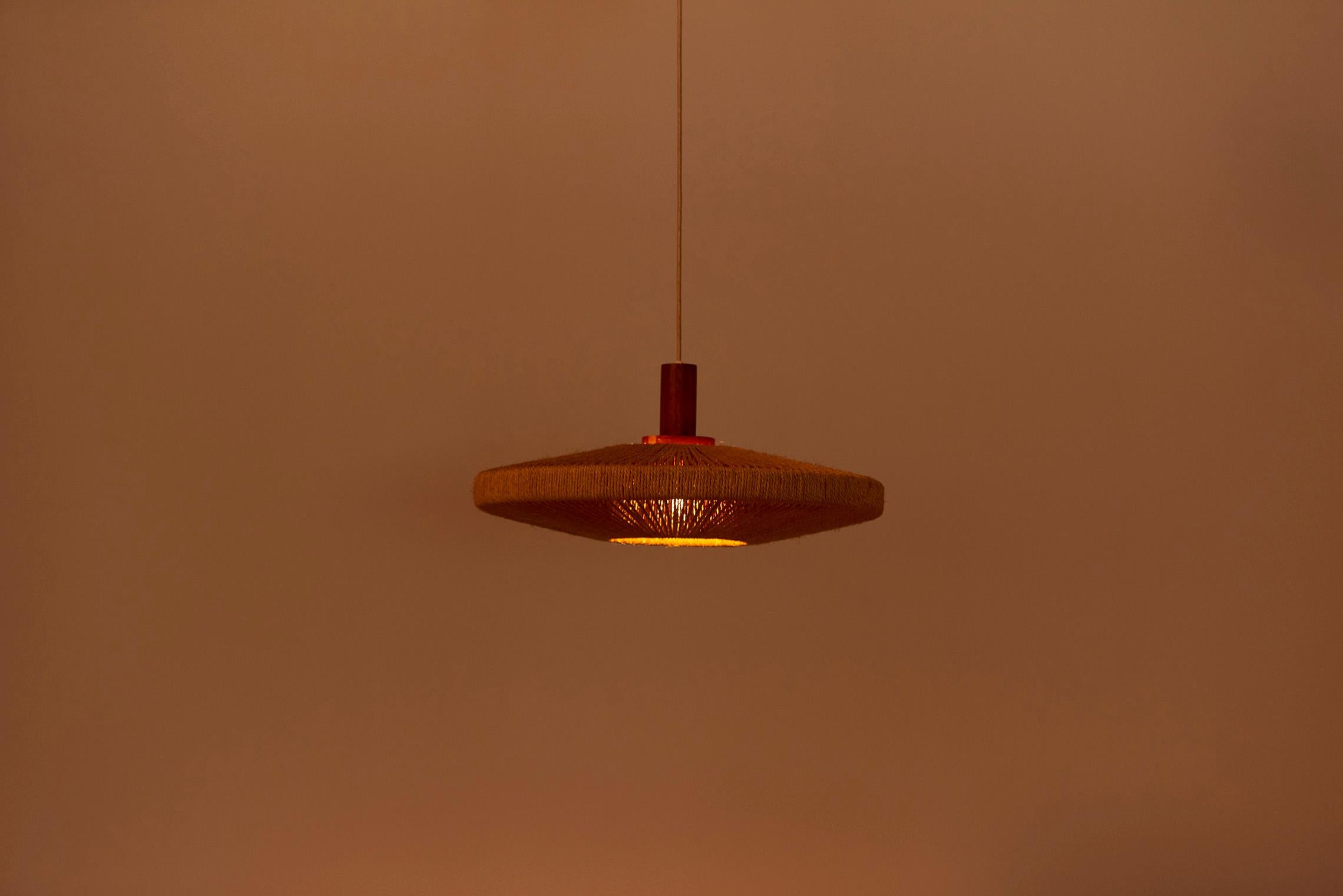 Large Temde Leuchten Sisal Pendant Lamp, Swiz, 1950s 3