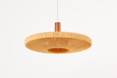 Large Temde Leuchten Sisal Pendant Lamp, Swiz, 1950s