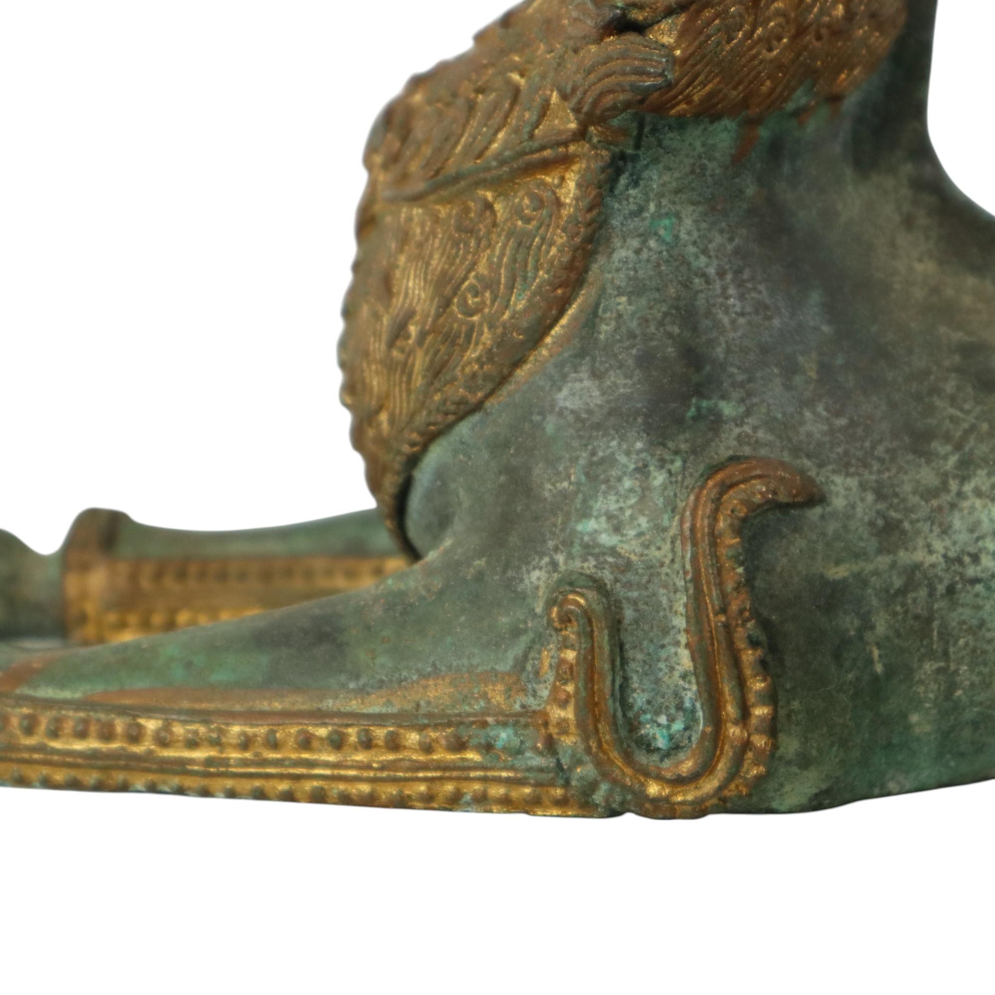 Large Temple Lion Gilded Bronze Statue Thailand Foo Dog 27cm For Sale 3