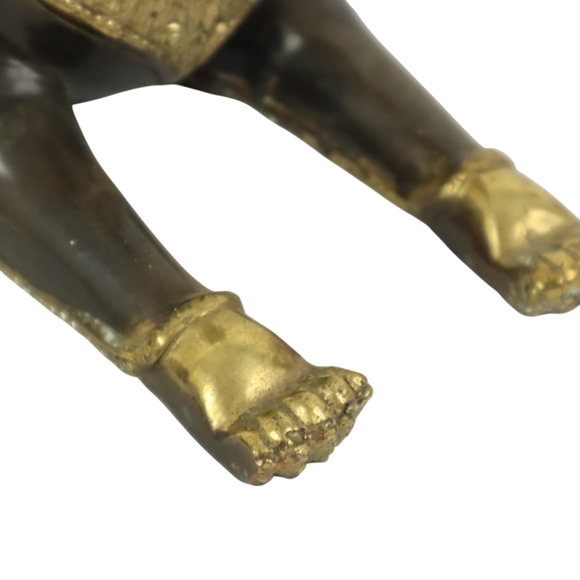 Gran León del Templo Estatua de Bronce Dorado Tailandia Singha Foo Dog 27cm en venta 5