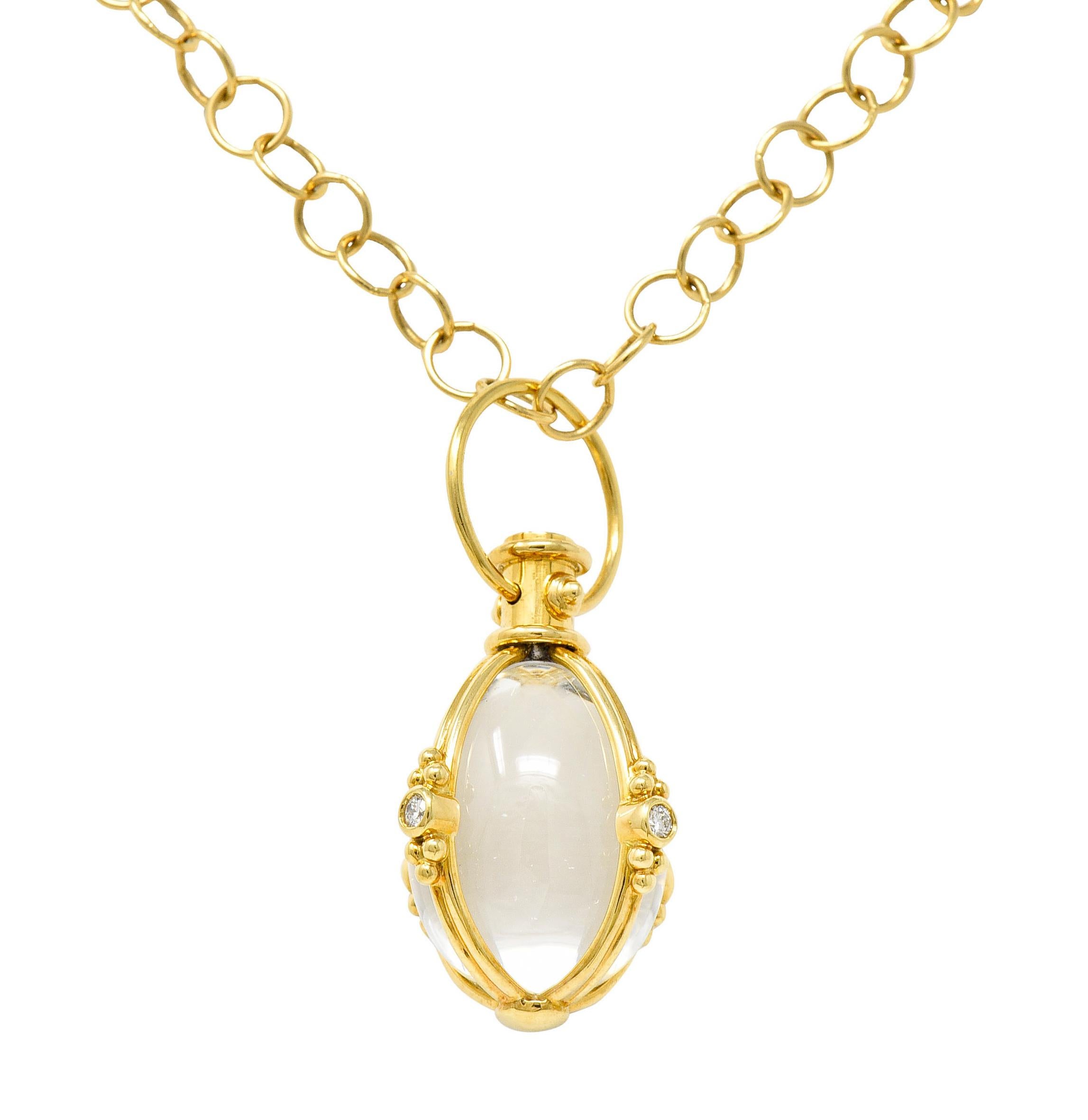 Contemporary Large Temple St. Clair Rock Crystal Diamond 18 Karat Gold Amulet Drop Necklace