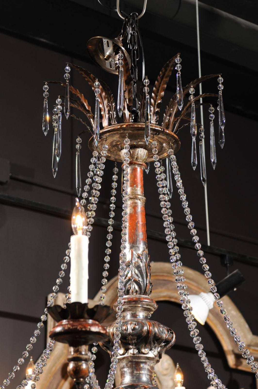 wood crystal chandelier