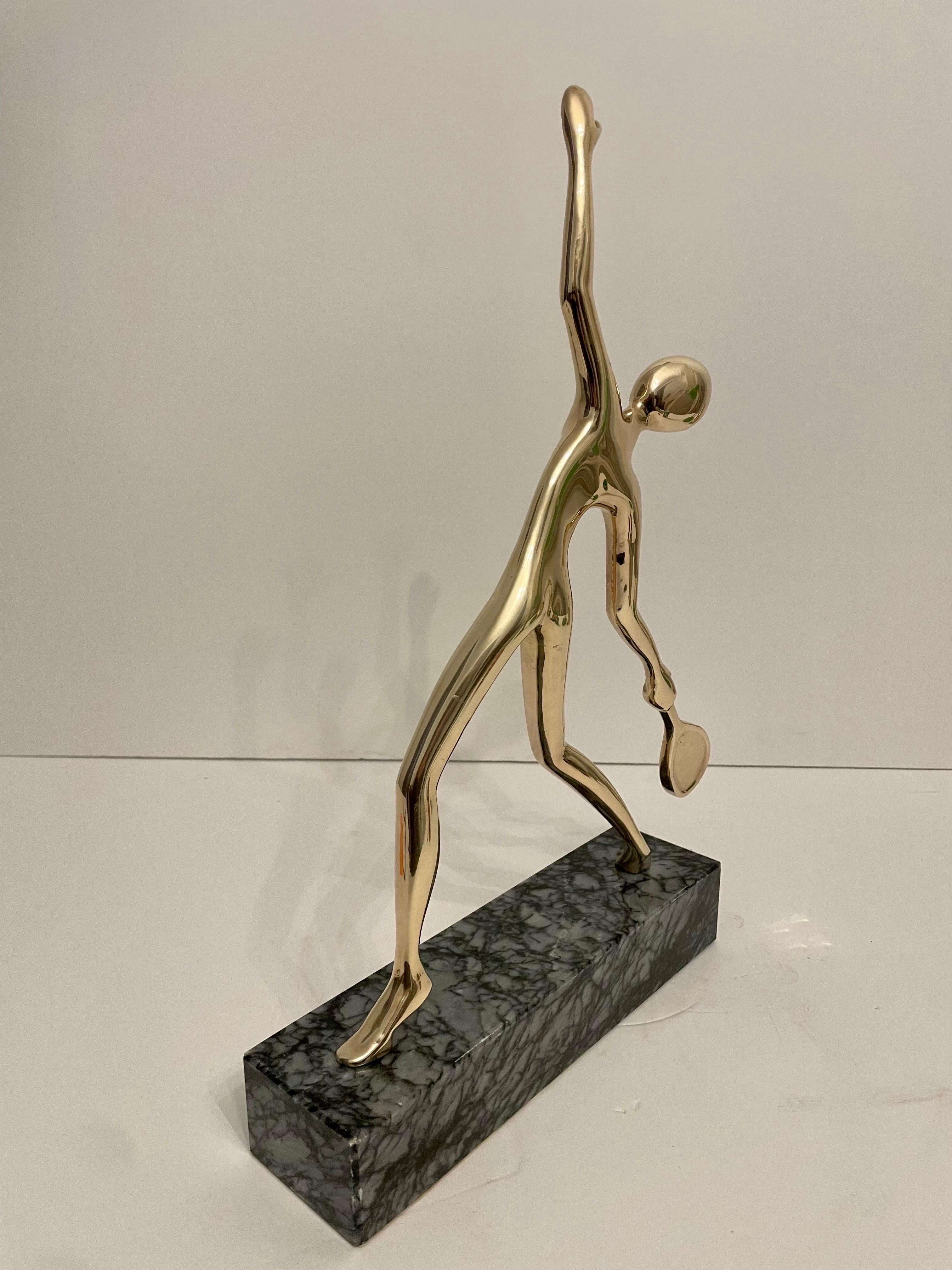 Large Tennis Player Sculpture in Solid Brass 1