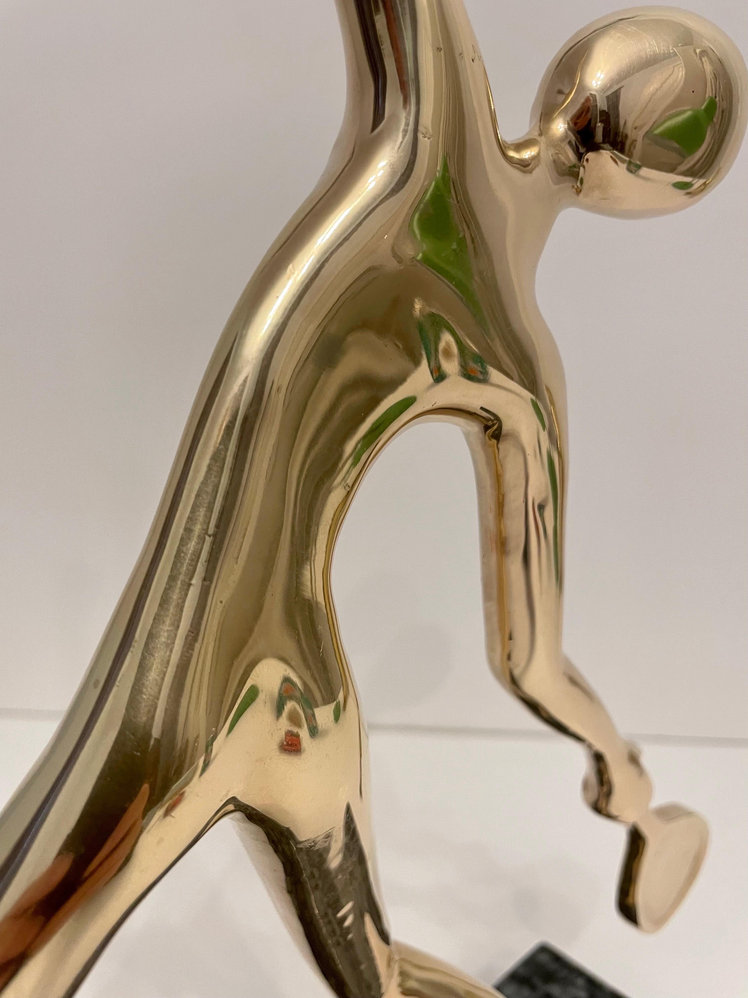 Large Tennis Player Sculpture in Solid Brass 3