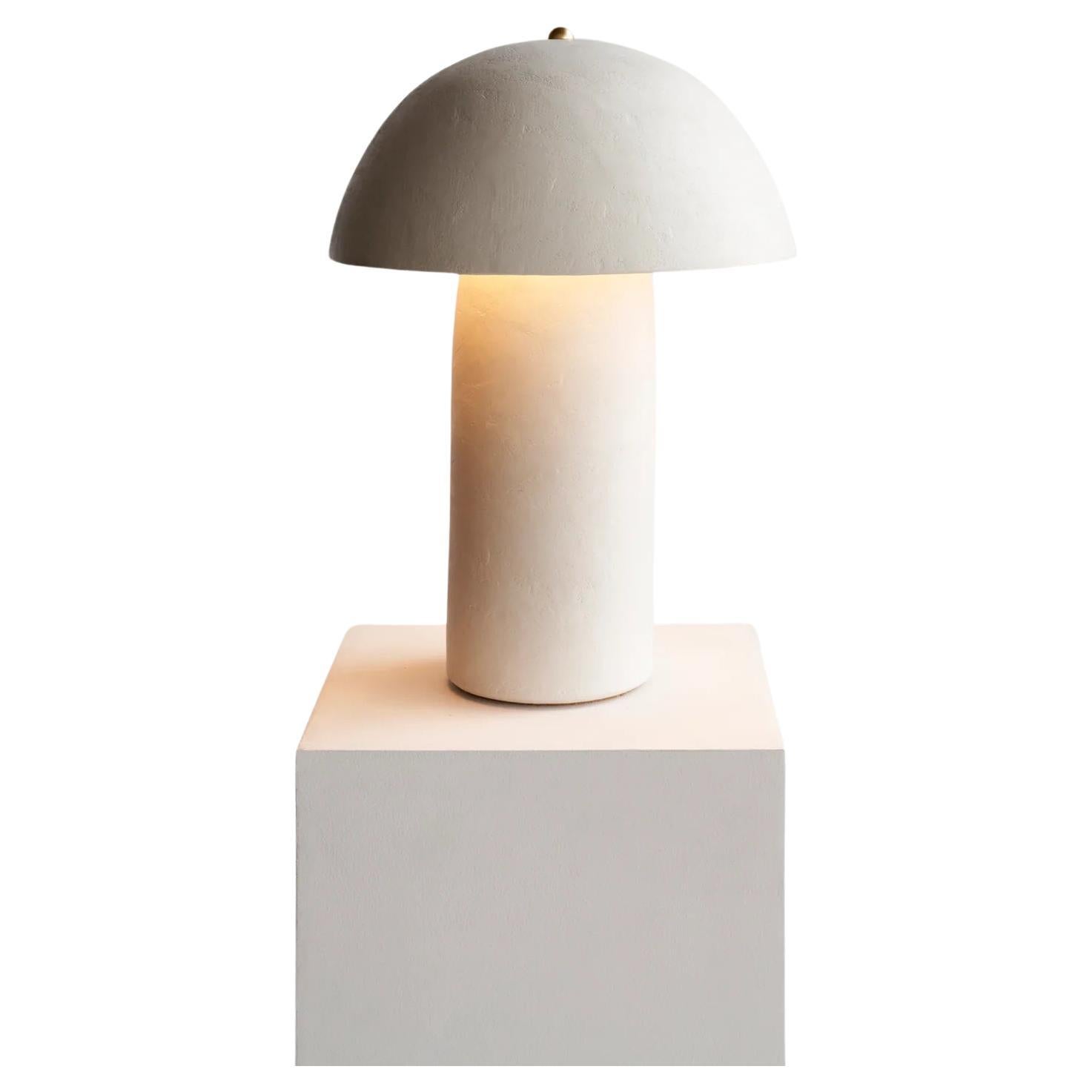 Large Tera Lamp in White Lime Plaster by Ceramicah For Sale