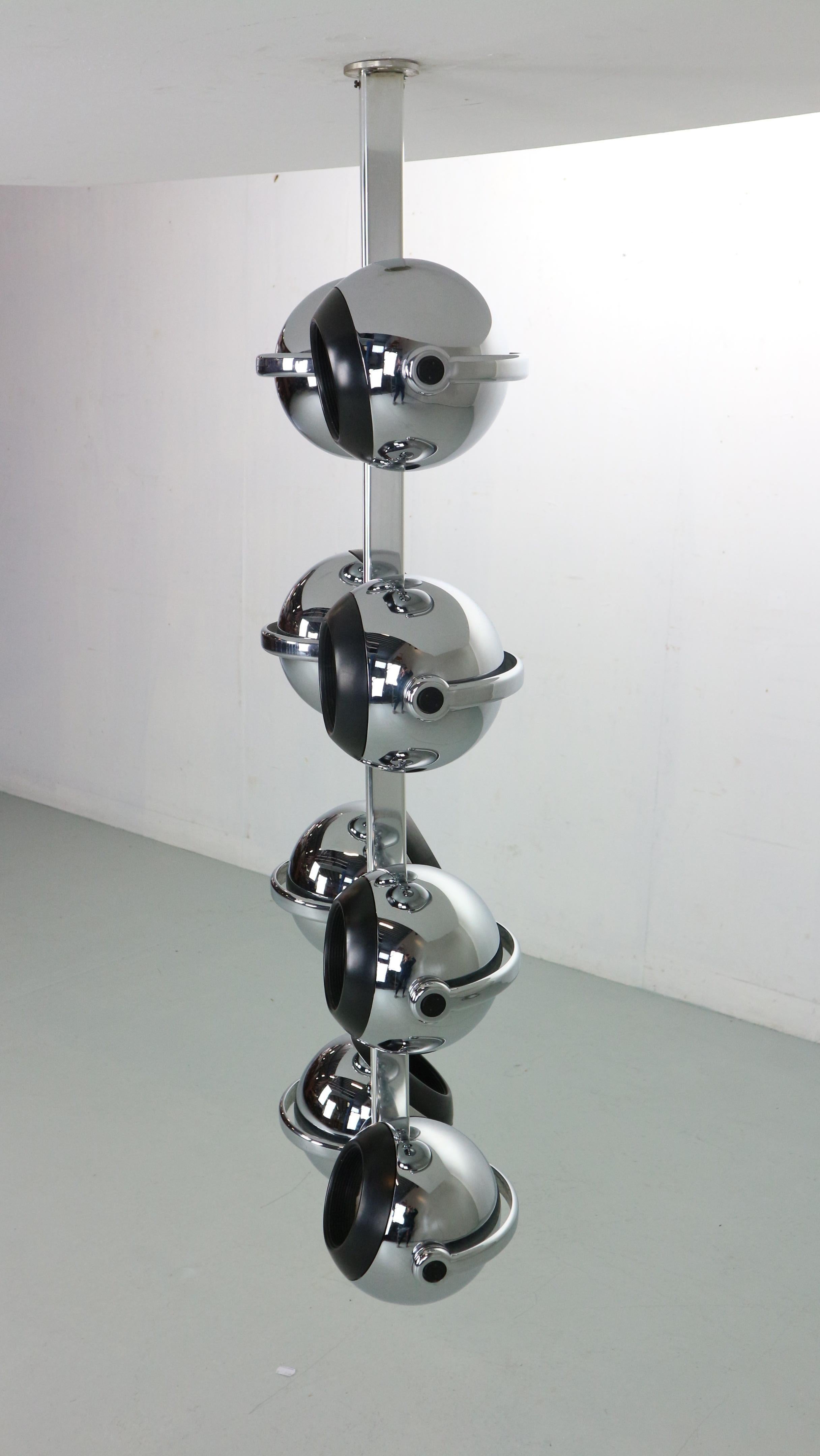 Large Terence Conran Space Age German Steel Chandelier for Erco, 1970s 1