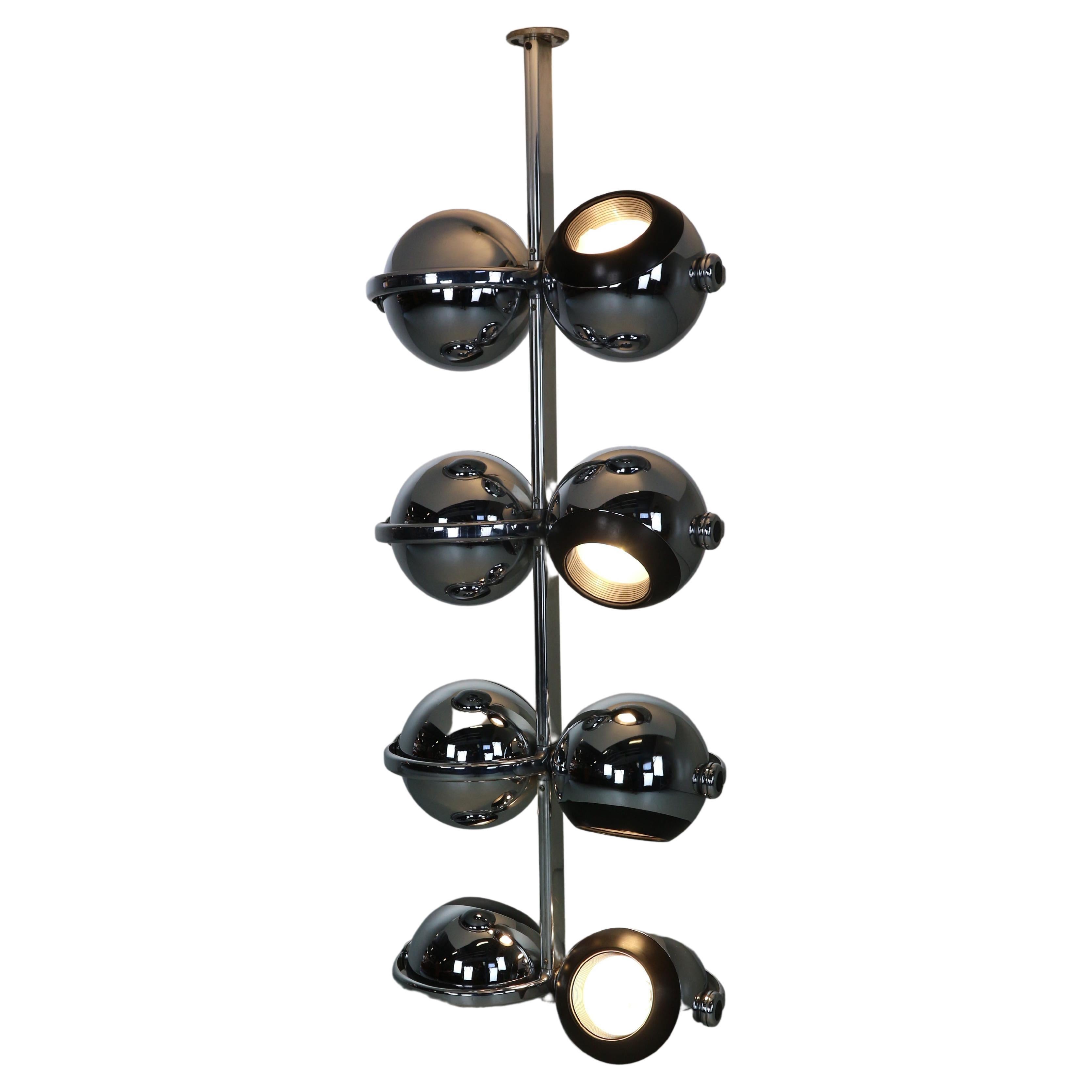 Large Terence Conran Space Age German Steel Chandelier for Erco, 1970s