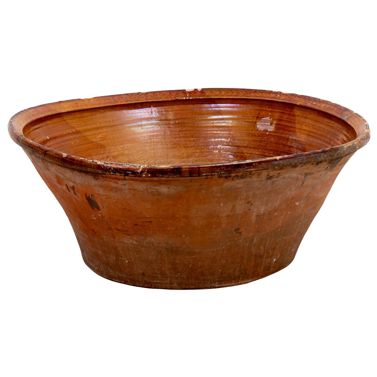 Large Terra-cotta Glazed Bowl For Sale